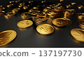 Golden yen coins spreading on a black background | Investment, finance, and asset formation image 137197730