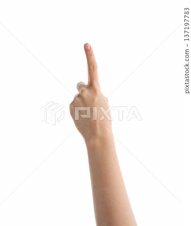 Young female hand counting one isolated on white Young female hand counting one isolated on white 137197783