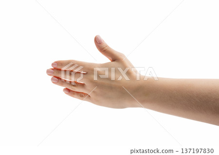 Young woman hand vote gesture isolated on white background Young woman hand vote gesture isolated on white background 137197830