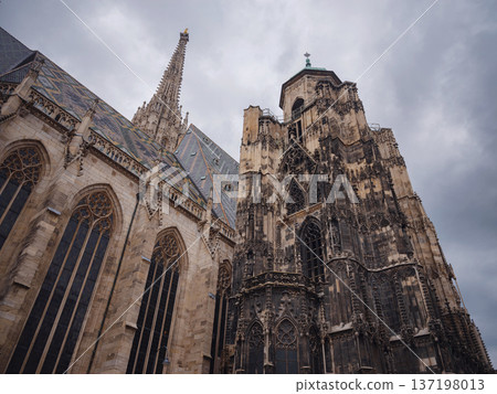 Saint Stephens Cathedral Stephansplatz Vienna Summer Cityscape Saint Stephens Cathedral Stephansplatz Vienna Summer Cityscape 137198013