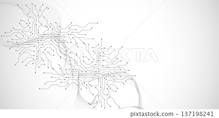 Circuit board digital abstract background. Motherboard technology texture design. AI semiconductor and computer processor on tech bg. Vector illustration 137198241