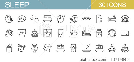 Sleep line icon set 137198401