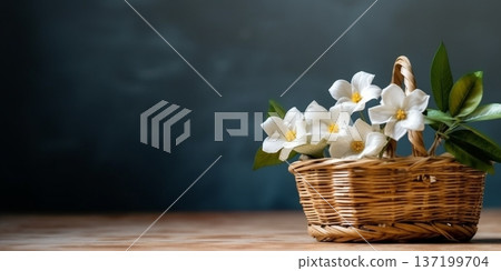 White flower copy space background, AI Generated White flower copy space background, AI Generated 137199704