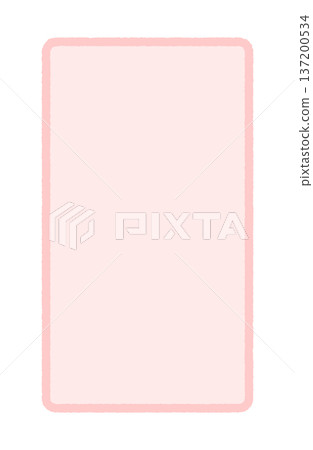 Cute pastel pink hand-drawn rectangle - Simple vertical frame or label material - 9:16 137200534