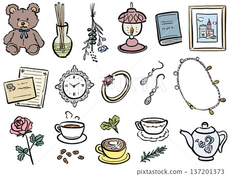 Cute hand drawn cafe illustration Cute hand drawn cafe illustration 137201373