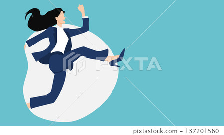 Illustration of a businesswoman striving towards her goal Illustration of a businesswoman striving towards her goal 137201560