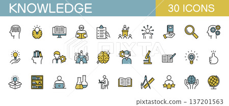 Knowledge icon set - education, study, etc. - color 137201563