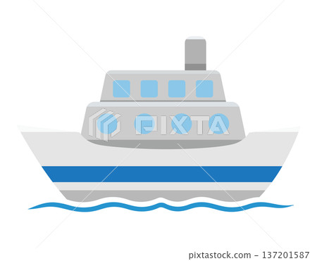 藍色船隻插圖 137201587
