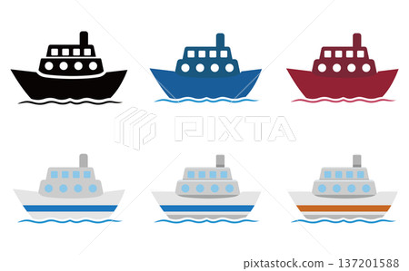 Simple ship illustration set Simple ship illustration set 137201588