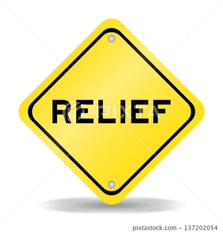 Yellow color transportation sign with word relief on white background 137202054