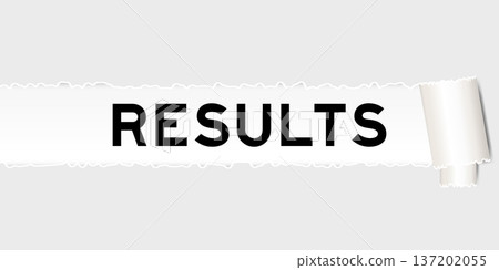 Ripped gray paper background that have word results under torn part 137202055