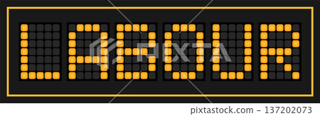 Orange color led banner in word labour on black background 137202073