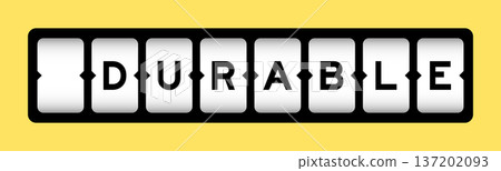 Black color in word durable on slot banner with yellow color background Black color in word durable on slot banner with yellow color background 137202093