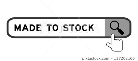 Search banner in word made to stock with hand over magnifier icon on white background Search banner in word made to stock with hand over magnifier icon on white background 137202106