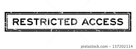 Grunge black restricted access word square rubber seal stamp on white bacckground 137202114