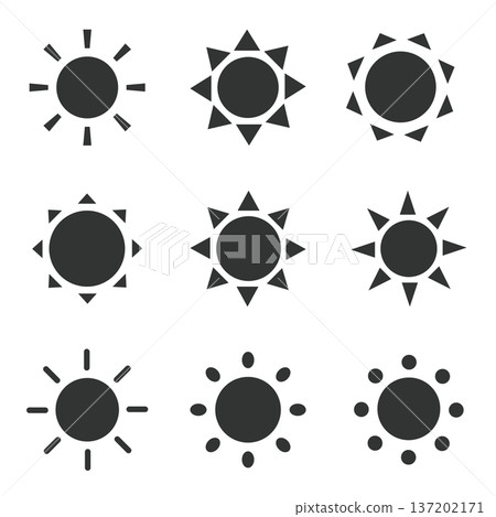 Simple sun silhouette icon Vector sun illustration Simple sun silhouette icon Vector sun illustration 137202171