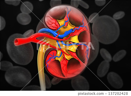 Human kidney anatomy on medical science background 137202428