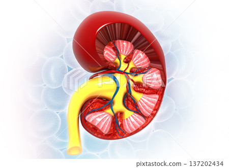 Human kidney anatomy on medical science background Human kidney anatomy on medical science background 137202434