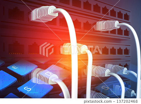 Network cables connected to data center. Telecommunication background Network cables connected to data center. Telecommunication background 137202468