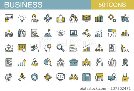 Business line icon set: office workers, meetings, recruitment, etc. (Color) Business line icon set: office workers, meetings, recruitment, etc. (Color) 137202471