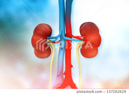 Human kidney anatomy on scientific background Human kidney anatomy on scientific background 137202629