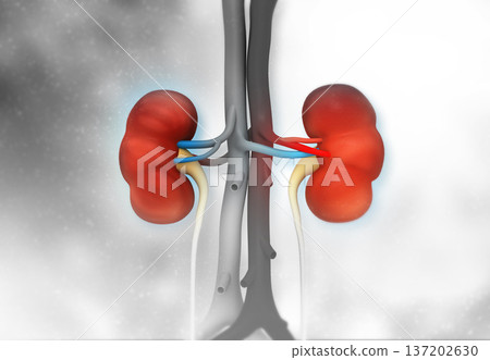 Human kidney anatomy on scientific background 137202630