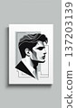 Monochrome Geometric Male Portrait Illustration 137203139