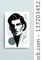 Abstract Monochrome Male Portrait Illustration With Geometric Shapes And High-Contrast Design 137203452