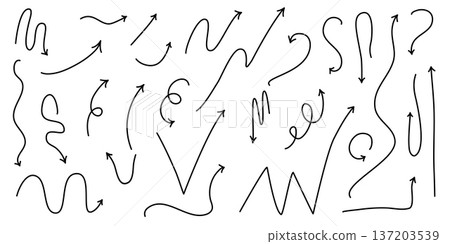 Set of arrows of various shapes and directions Set of arrows of various shapes and directions 137203539