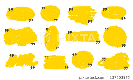 Yellow text shapes with quotation marks Yellow text shapes with quotation marks 137203575