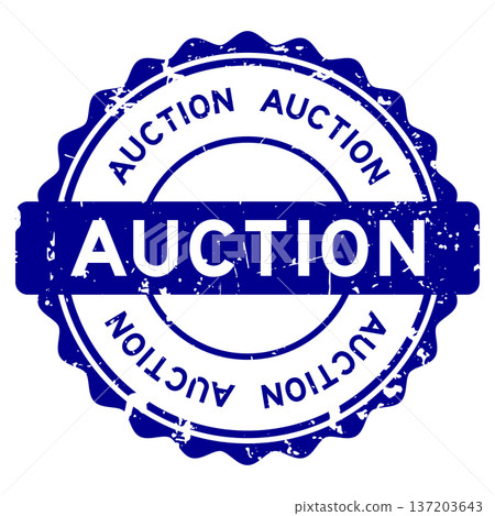 Grunge blue auction word round seal stamp on white background Grunge blue auction word round seal stamp on white background 137203643