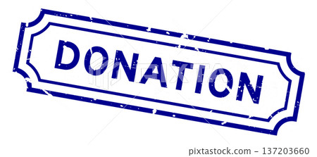 Grunge blue donation word rubber seal stamp on white background 137203660