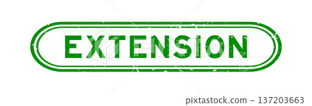 Grunge green extension word rubber seal stamp on white background 137203663