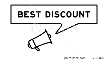 Megaphone icon with speech bubble in word best discount on white background Megaphone icon with speech bubble in word best discount on white background 137203685