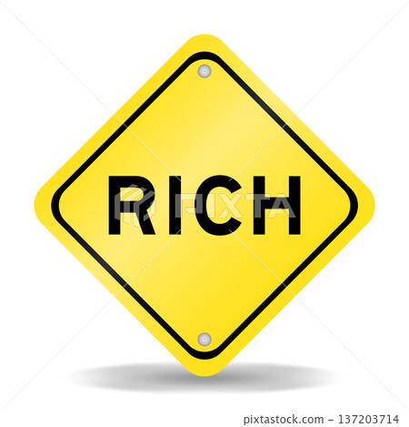 Yellow color transportation sign with word rich on white background 137203714
