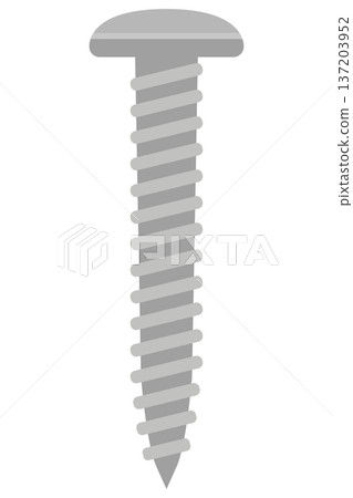Metal screw single unit illustration | DIY, construction, fixed parts concept Metal screw single unit illustration | DIY, construction, fixed parts concept 137203952