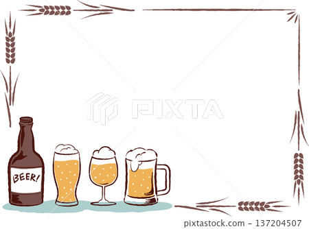 復古手繪啤酒框橫版 137204507