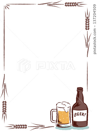 Retro hand-drawn beer frame vertical 137204509