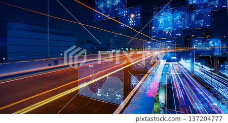 Concept image of urban roads and digital technology 137204777