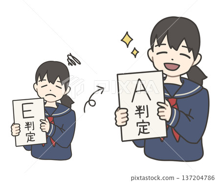 A girl in a sailor suit who changed from an E grade to an A grade 137204786