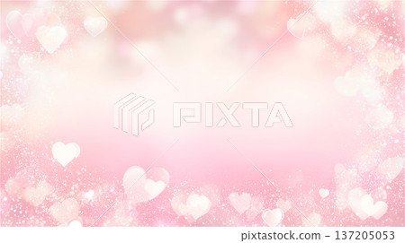 一款用途廣泛的相框材質，上麵點綴著一顆漂浮在淺粉色漸層背景上的心形圖案。 137205053