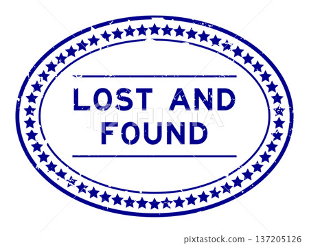 Grunge blue lost and found word oval rubber seal stamp on white background Grunge blue lost and found word oval rubber seal stamp on white background 137205126