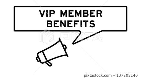 Megaphone icon with speech bubble in word VIP member benefits on white background Megaphone icon with speech bubble in word VIP member benefits on white background 137205140