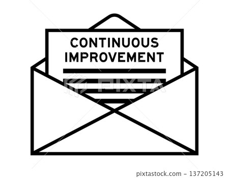Envelope and letter sign with word continuous improvement as the headline Envelope and letter sign with word continuous improvement as the headline 137205143