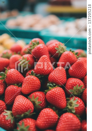 市场中新鲜草莓特写 137205218
