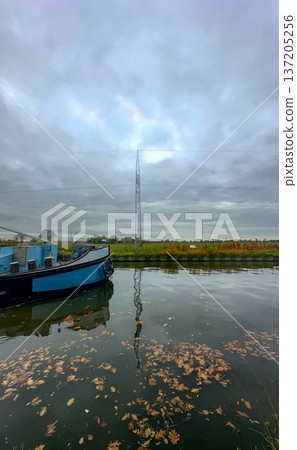 Rijkevorsel, Antwerpse Kempen, Belgium, Calm maritime setting under overcast sky with drifting 137205256