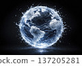 water globe shaped as the world, generative AI 137205281