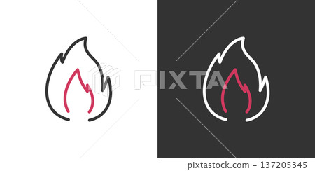 Flame simple line icon 137205345