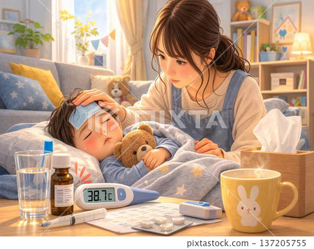 照顧病童的母親（家庭感染、兒童照顧、健康管理） 137205755