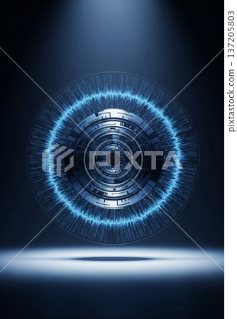 Abstract Glowing Blue Digital Orb With Particle Effects Dark Abstract Glowing Blue Digital Orb With Particle Effects Dark 137205803